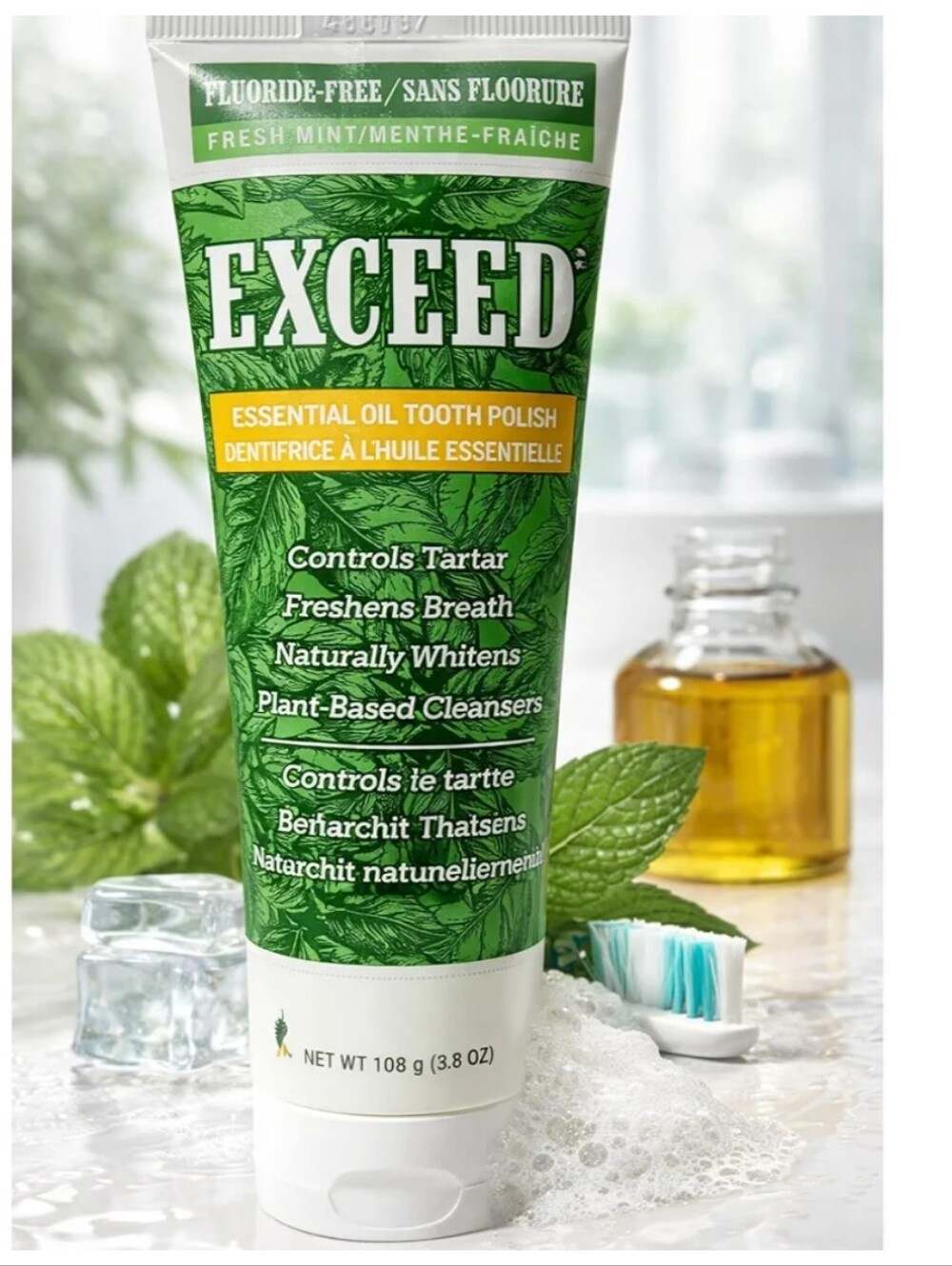 Exceed Essential Oil Tooth Polish Fresh Mint Fluoride-Free 3.8oz Controls Tartar
